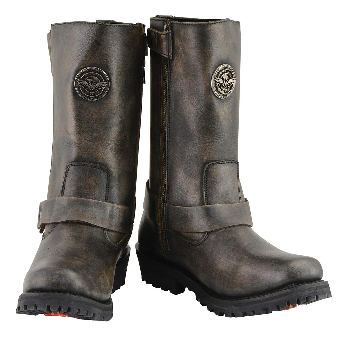 Milwaukee Leather MBL9361 Women's Distressed Brown 11-inch Classic Harness Square Toe Boots - Image 2
