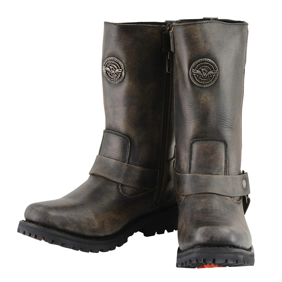 Milwaukee Leather MBL9361 Women's Distressed Brown 11-inch Classic Harness Square Toe Boots - Image 4