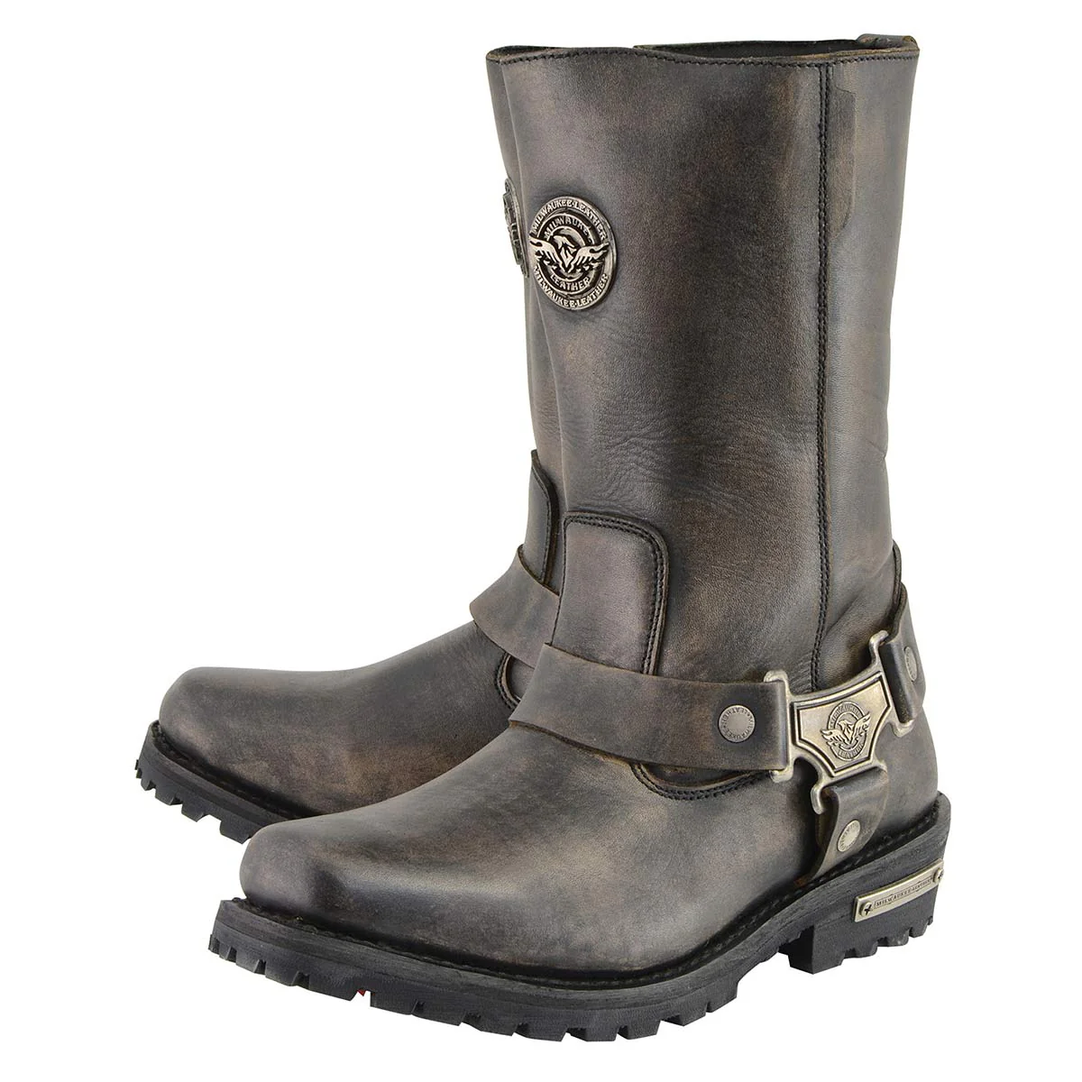 Milwaukee Leather MBL9361 Women's Distressed Brown 11-inch Classic Harness Square Toe Boots - Image 5