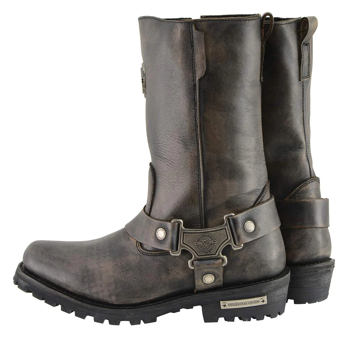 Milwaukee Leather MBL9361 Women's Distressed Brown 11-inch Classic Harness Square Toe Boots - Image 6