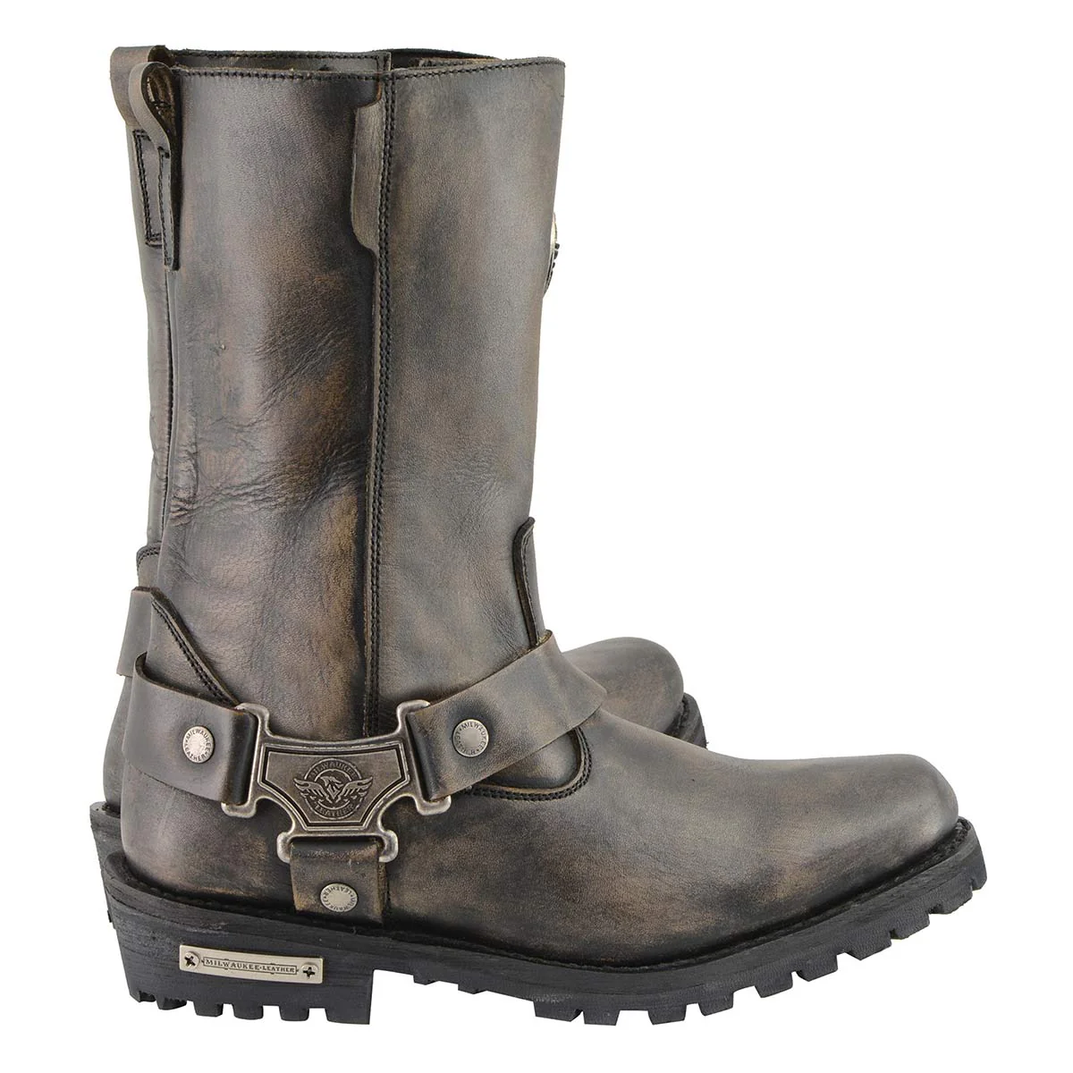 Milwaukee Leather MBL9361 Women's Distressed Brown 11-inch Classic Harness Square Toe Boots - Image 9