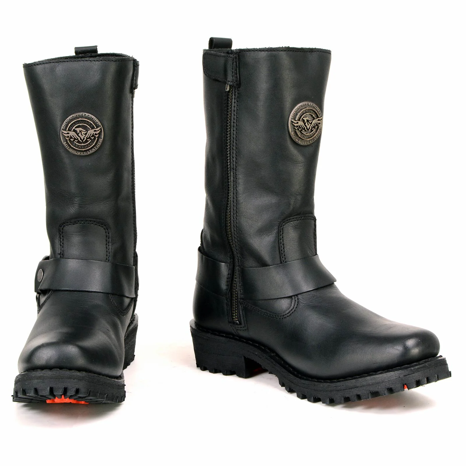 Milwaukee Leather MBL9360 Women's Black Leather 11-Inch Classic Harness Square Toe Motorcycle Boots - Image 2
