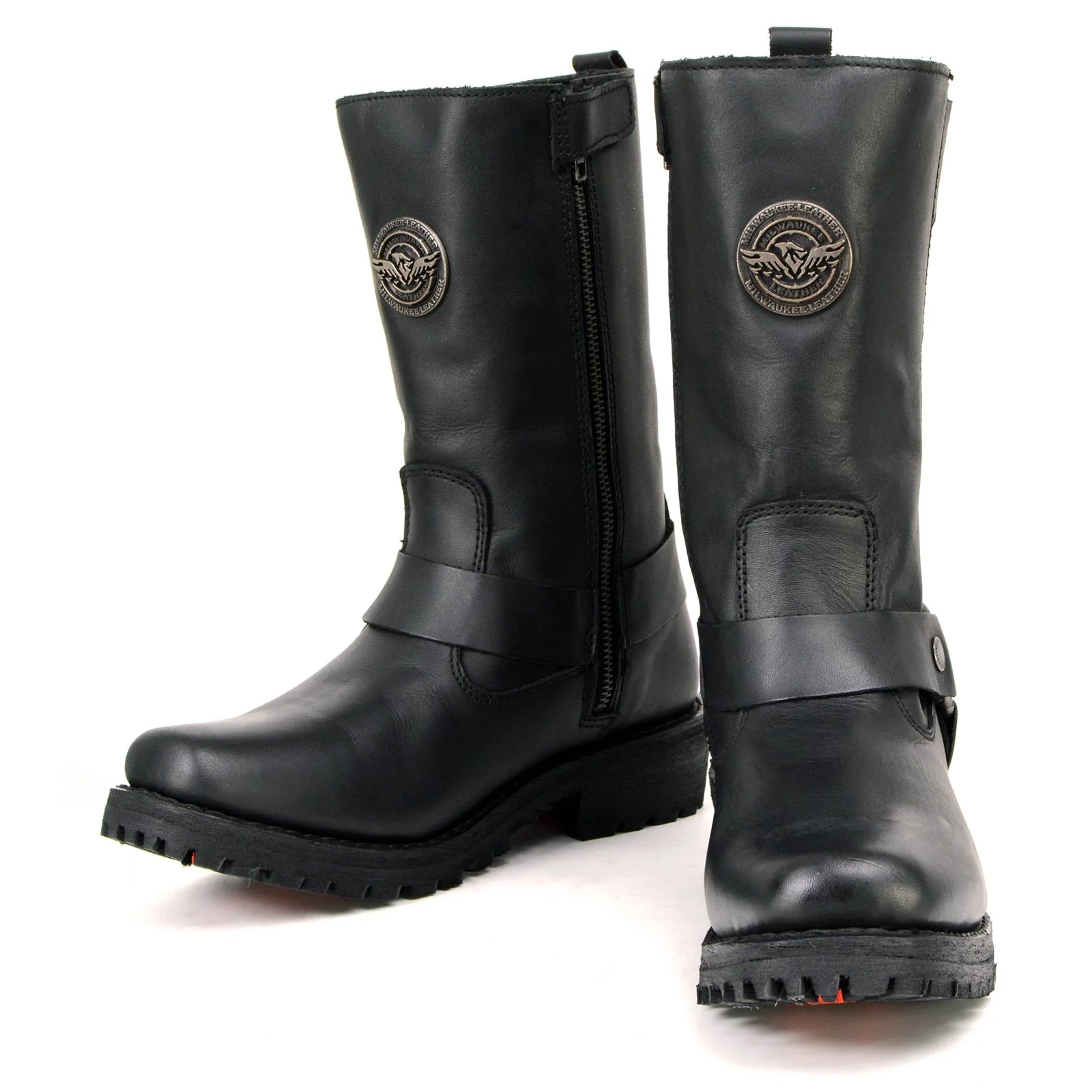 Milwaukee Leather MBL9360 Women's Black Leather 11-Inch Classic Harness Square Toe Motorcycle Boots - Image 4