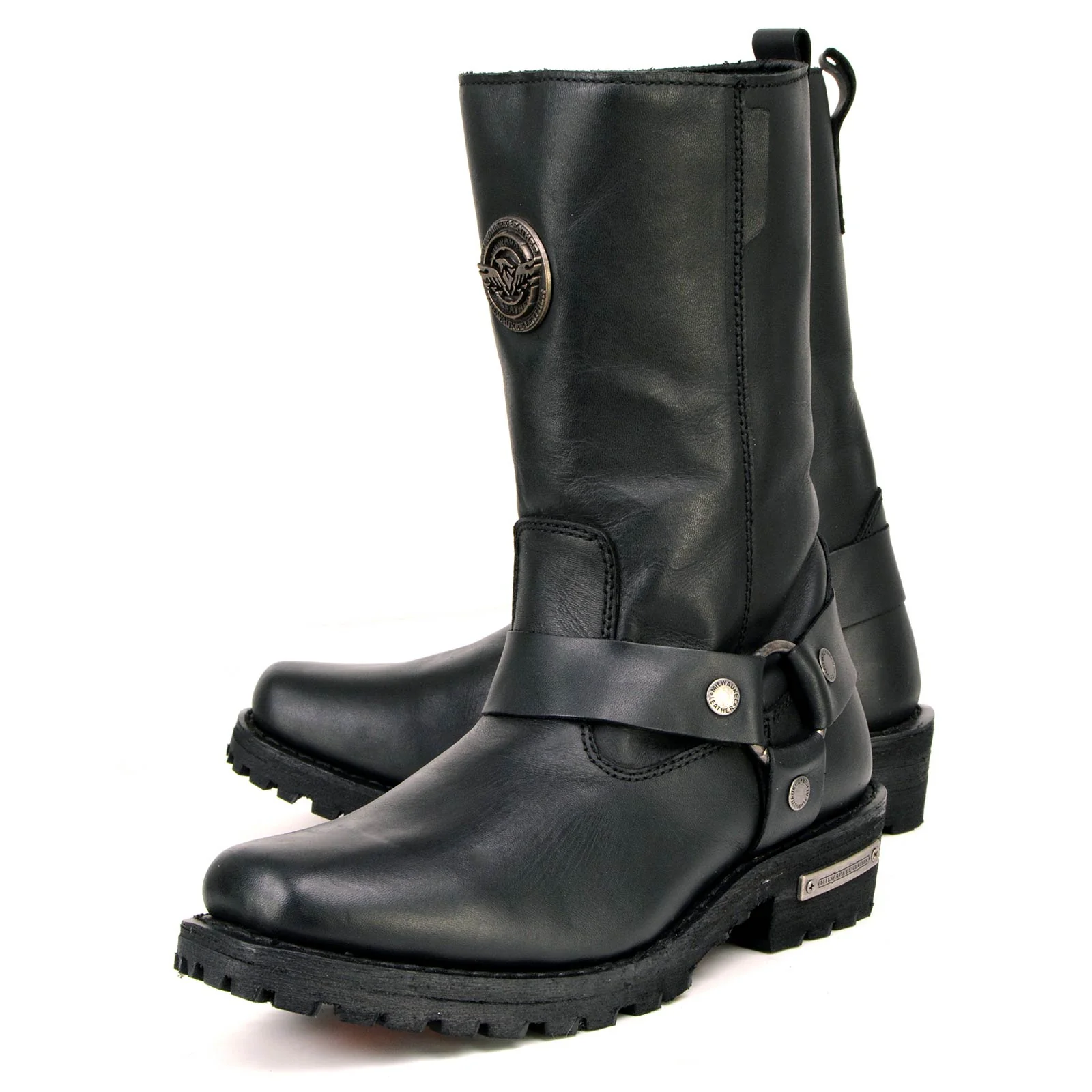 Milwaukee Leather MBL9360 Women's Black Leather 11-Inch Classic Harness Square Toe Motorcycle Boots - Image 5