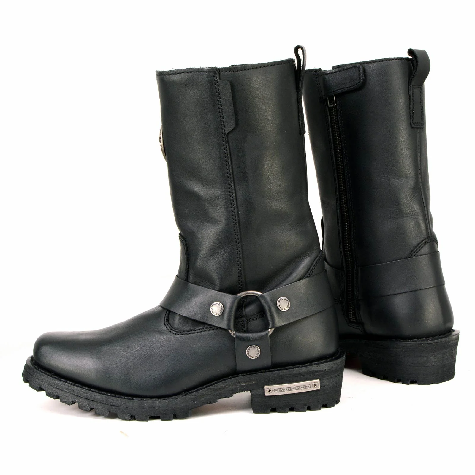 Milwaukee Leather MBL9360 Women's Black Leather 11-Inch Classic Harness Square Toe Motorcycle Boots - Image 6