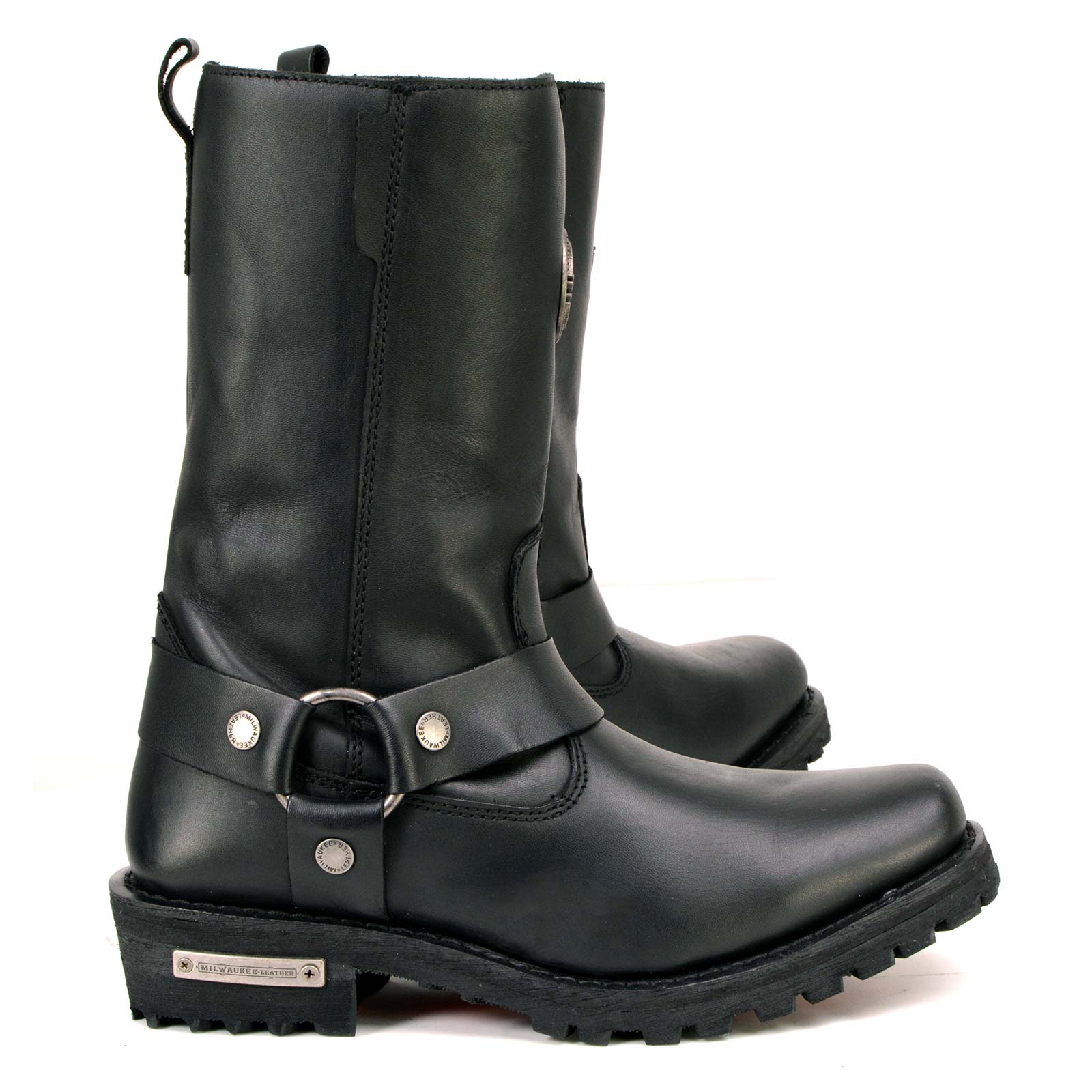 Milwaukee Leather MBL9360 Women's Black Leather 11-Inch Classic Harness Square Toe Motorcycle Boots - Image 9