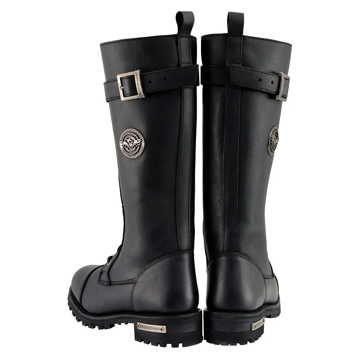 Milwaukee Leather Women's Black 14-inch Lace-Up High-Rise Leather Biker Rider Boots with Calf Buckle MBL9355 - Image 9