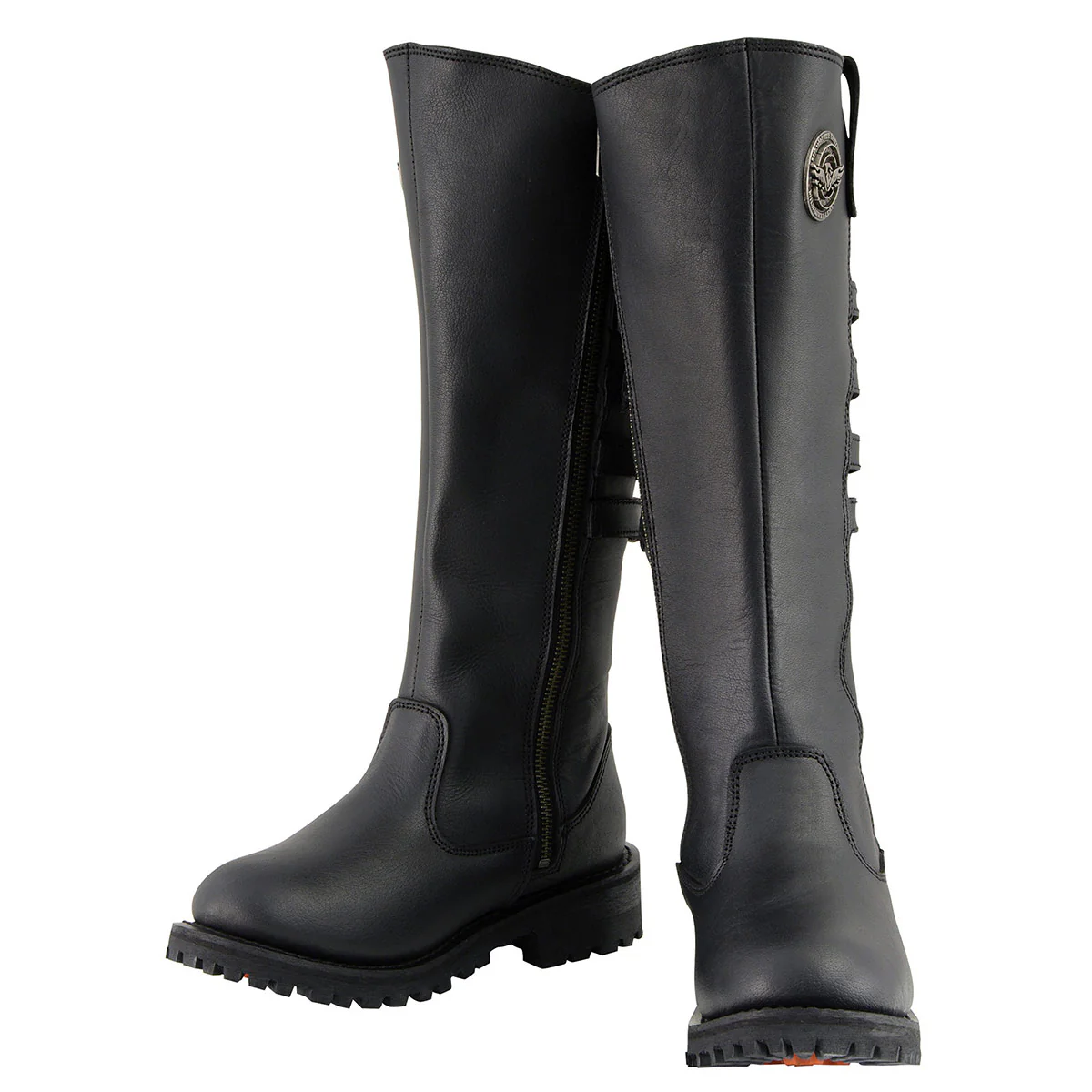 Milwaukee Leather MBL9345 Women's Black 15-inch High Rise Leather Riding Boots with Four Calf Buckles - Image 10