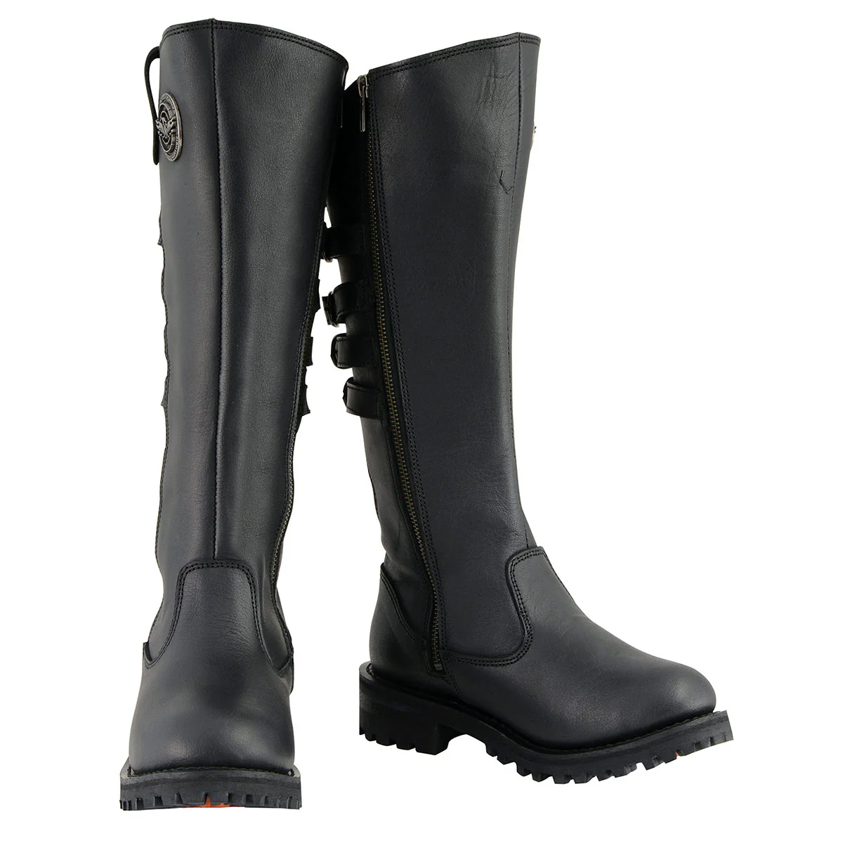 Milwaukee Leather MBL9345 Women's Black 15-inch High Rise Leather Riding Boots with Four Calf Buckles - Image 2