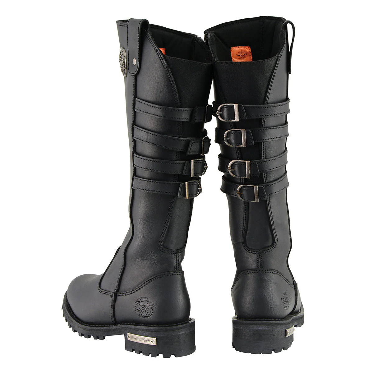 Milwaukee Leather MBL9345 Women's Black 15-inch High Rise Leather Riding Boots with Four Calf Buckles - Image 6