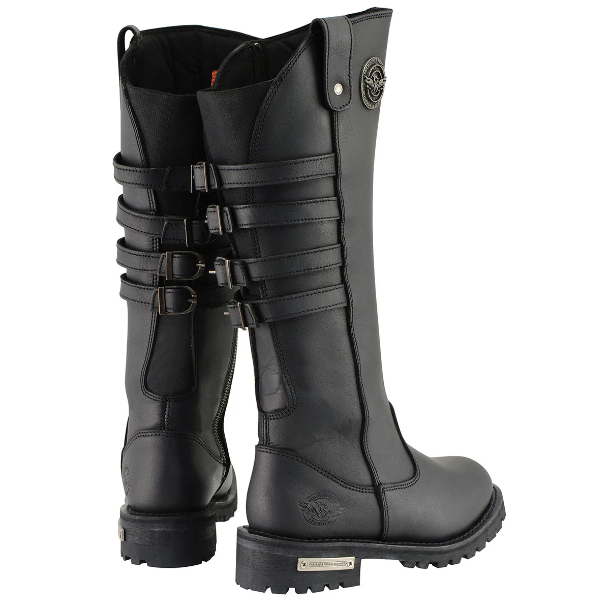 Milwaukee Leather MBL9345 Women's Black 15-inch High Rise Leather Riding Boots with Four Calf Buckles - Image 7