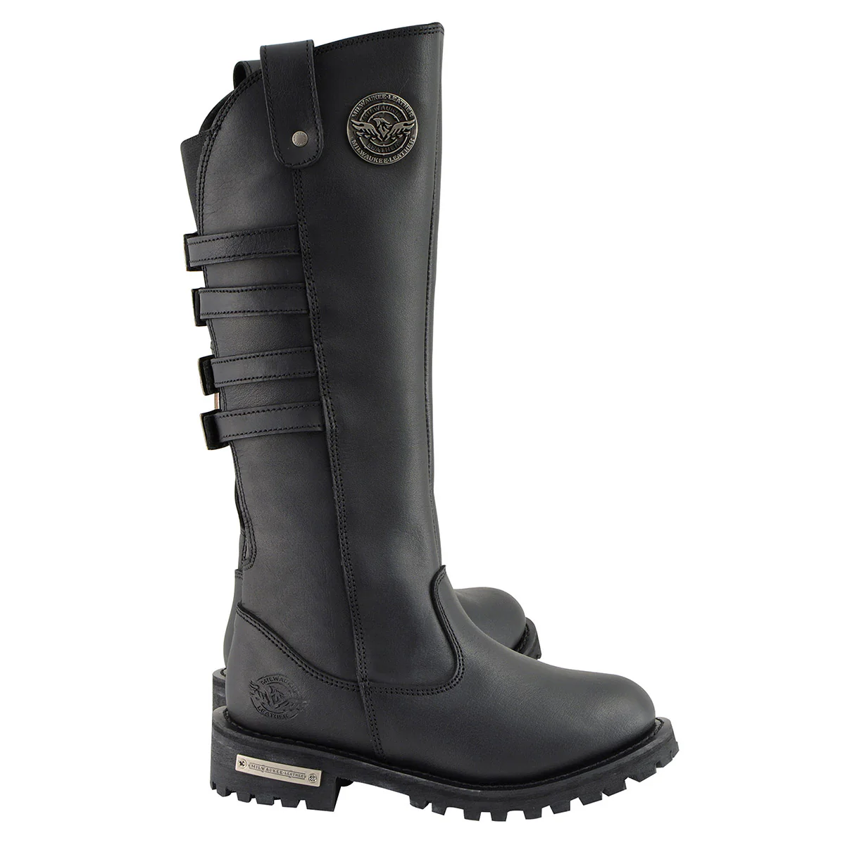 Milwaukee Leather MBL9345 Women's Black 15-inch High Rise Leather Riding Boots with Four Calf Buckles - Image 8