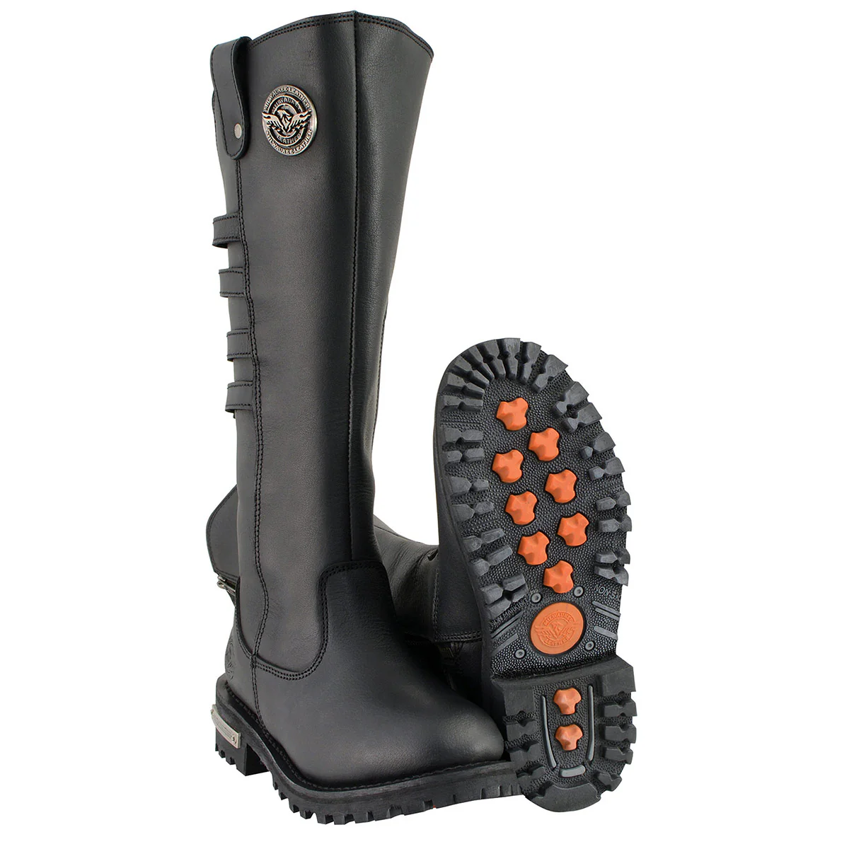 Milwaukee Leather MBL9345 Women's Black 15-inch High Rise Leather Riding Boots with Four Calf Buckles - Image 9