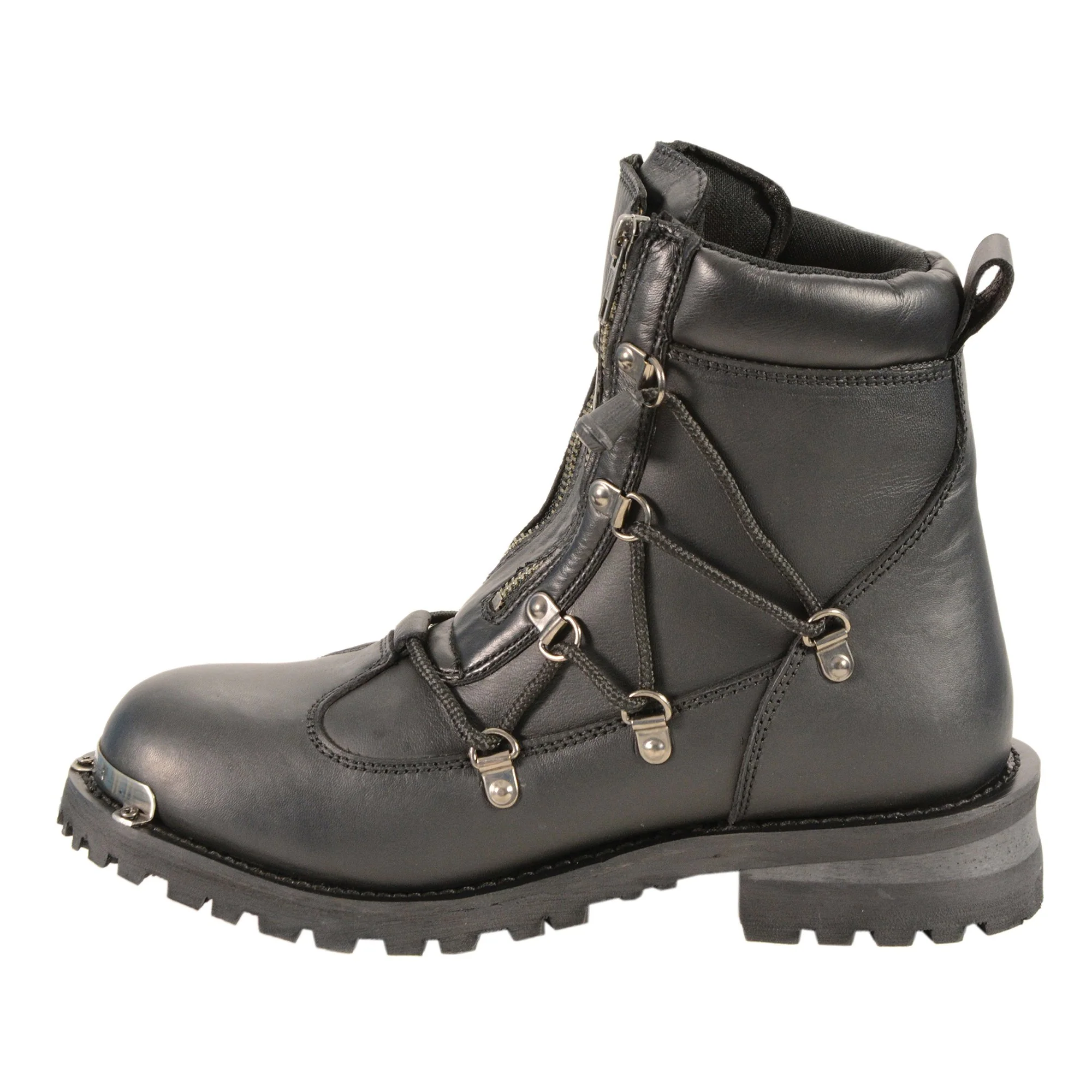 Milwaukee Leather MBL9375 Women's Premium Black Leather Diamond 6-Inch Twin Zipper Lock Motorccycle Riding Boots - Image 6