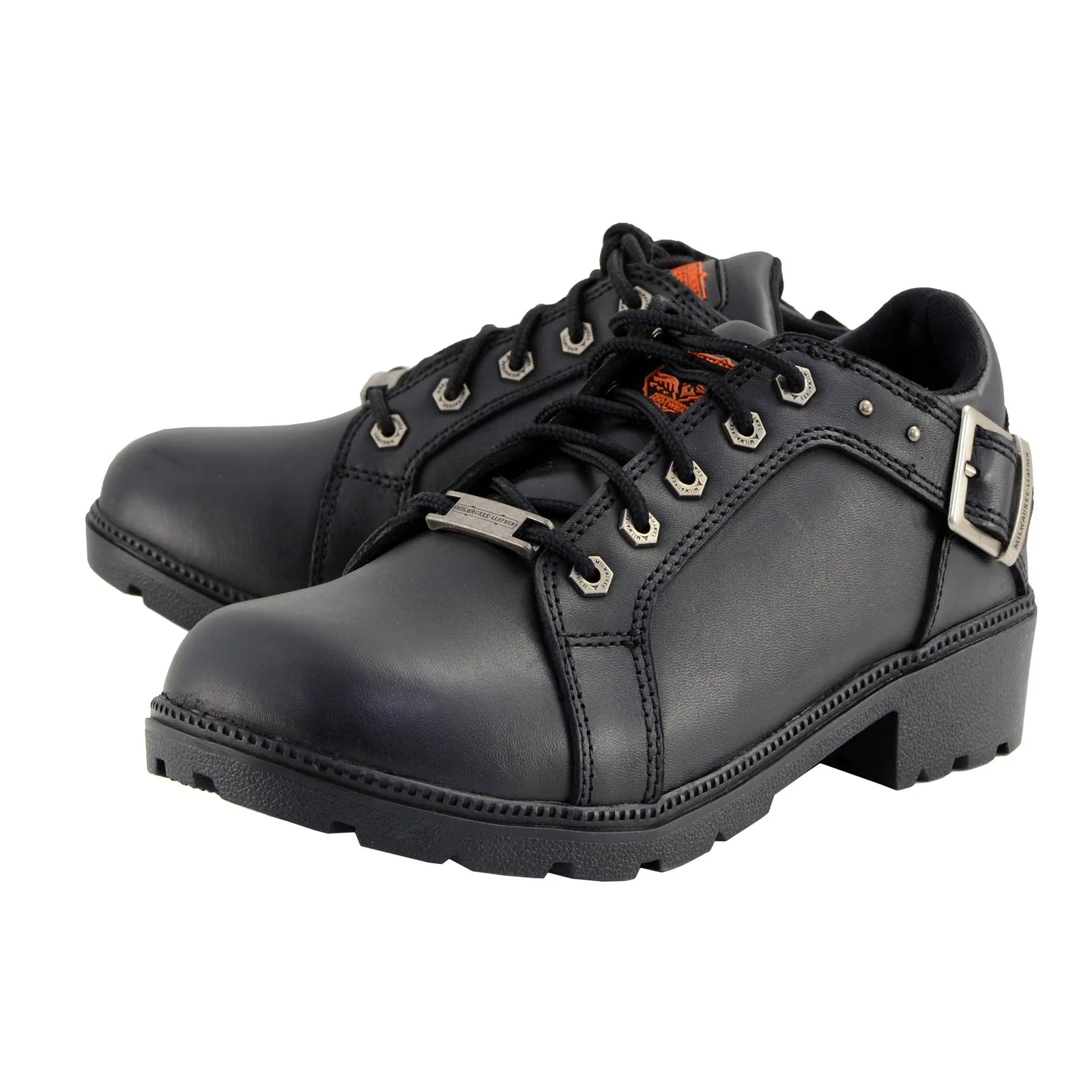 Milwaukee Leather MBL9311 Women's Black Leather Lace-Up Motorcycle Riding Shoes with Anti-Slip Outsole - Image 5