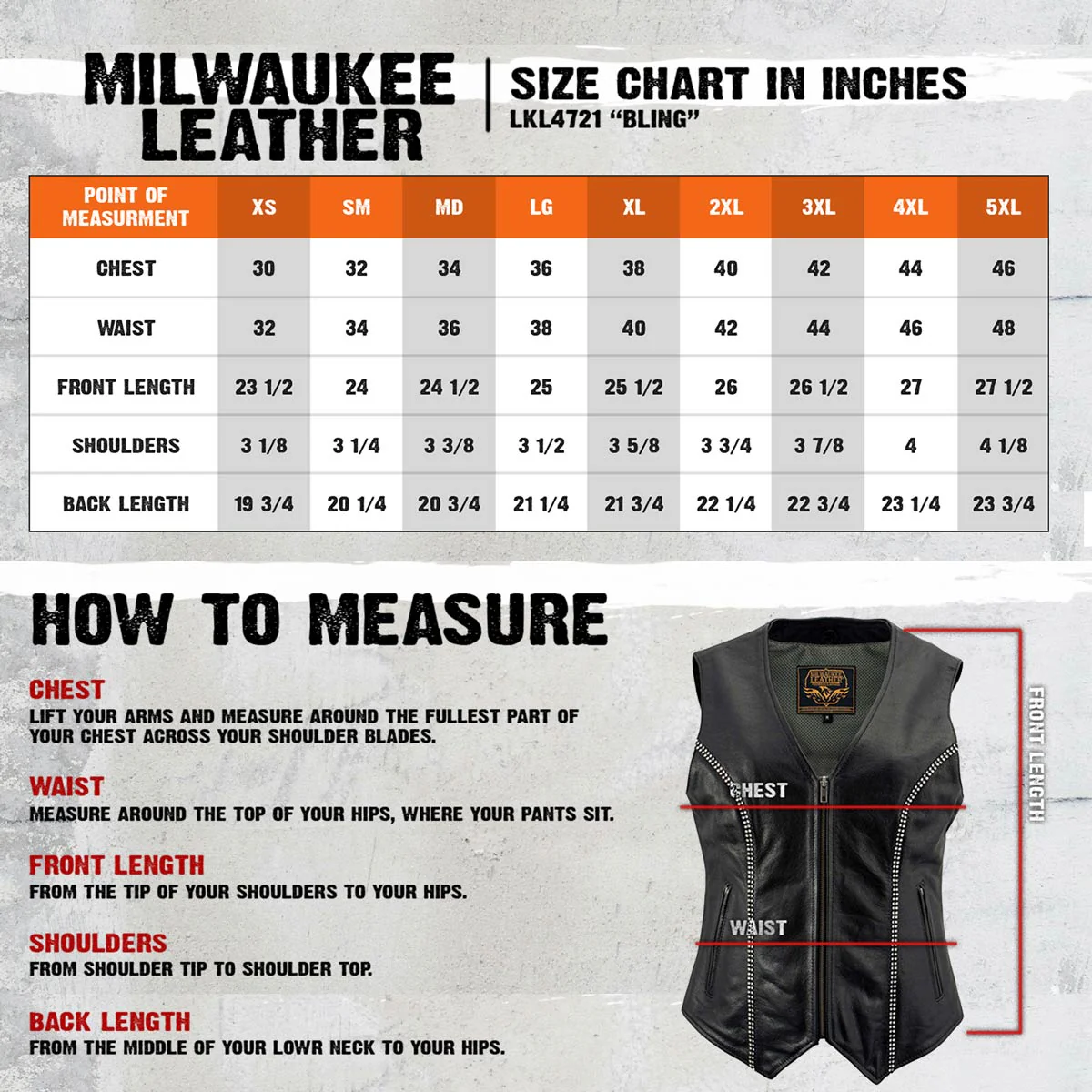 Milwaukee Leather Women's 'Bling' Black Leather V-Neck Motorcycle Rider Vest with Rhinestone Detail - LK4721 - Image 3