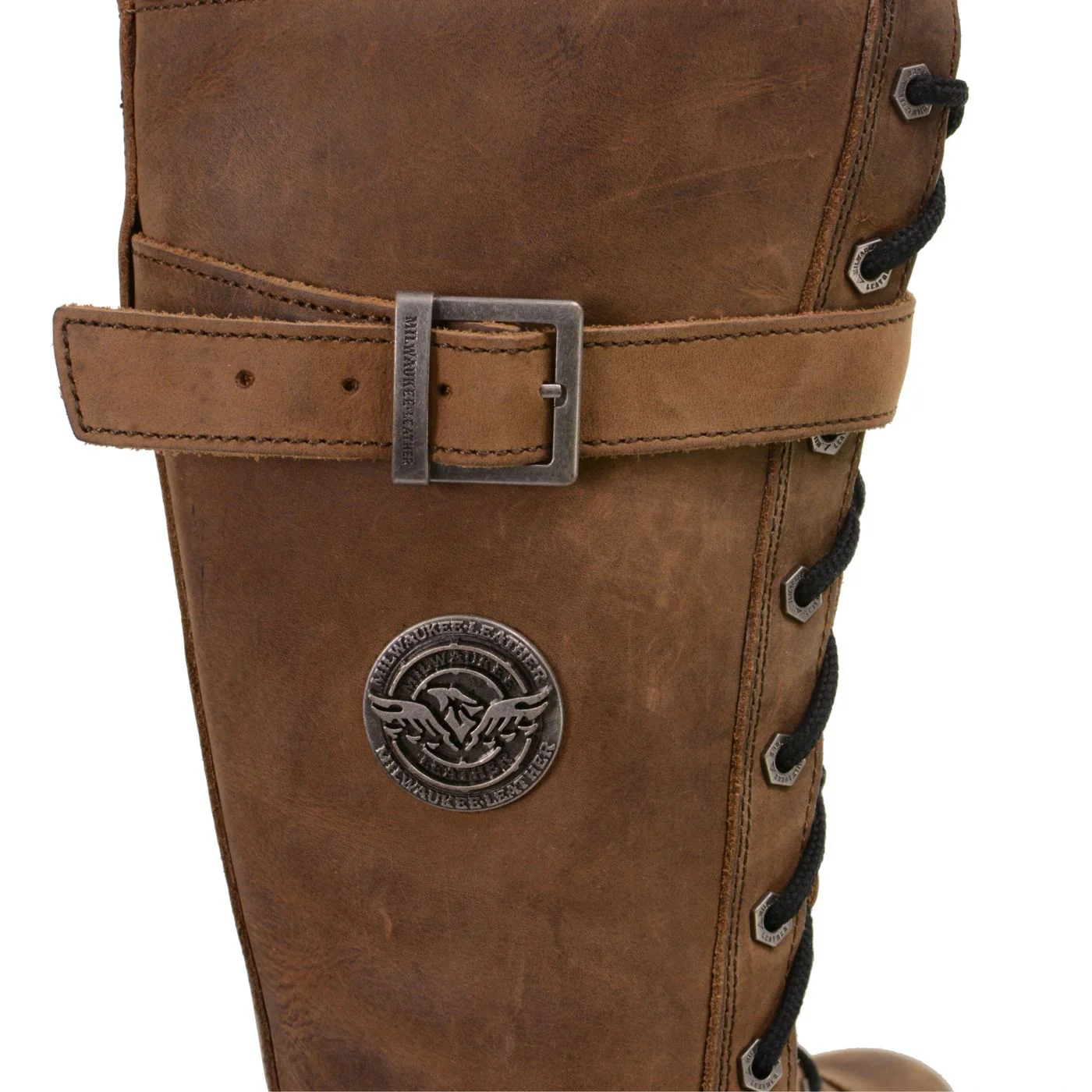 Milwaukee Leather Women's Brown Leather 14” Tall Motorcycle Lace-Up High-Rise Boots MBL9358 - Image 11
