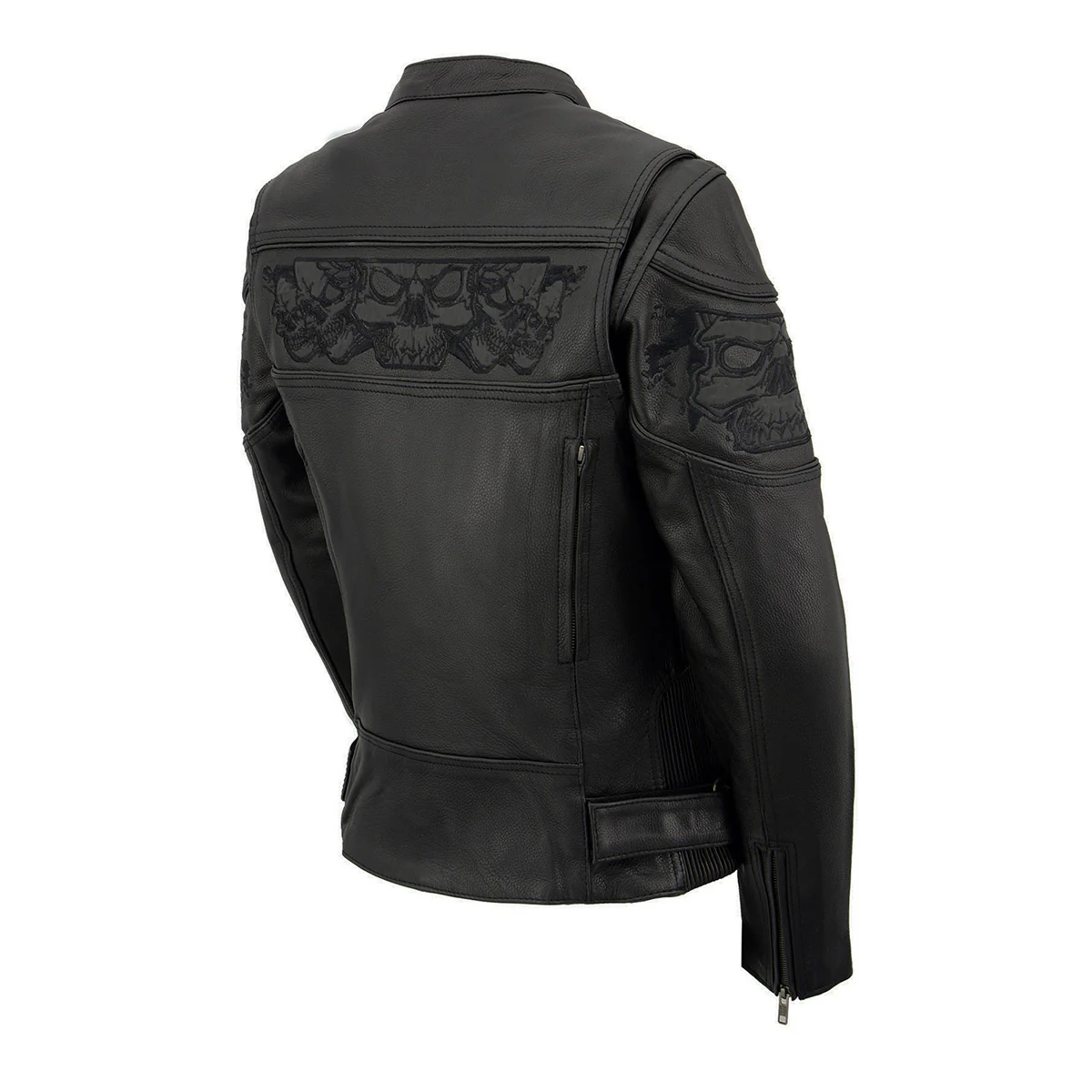 Milwaukee Leather MLL2540 Women's Crossover Black Leather Scooter Jacket w/ Reflective Skull Graphic - Image 12