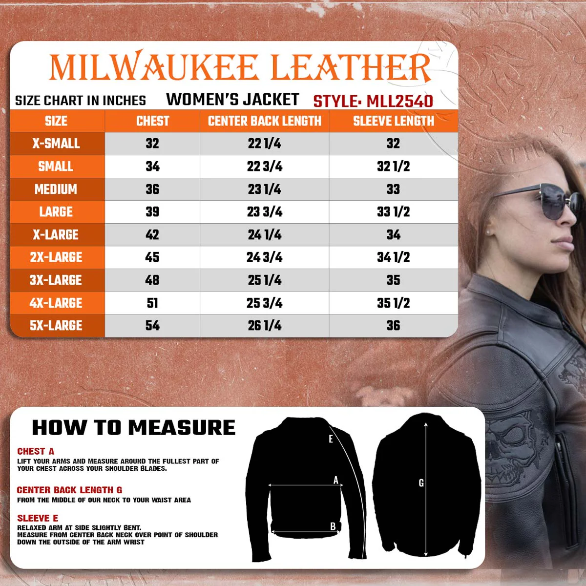 Milwaukee Leather MLL2540 Women's Crossover Black Leather Scooter Jacket w/ Reflective Skull Graphic - Image 3