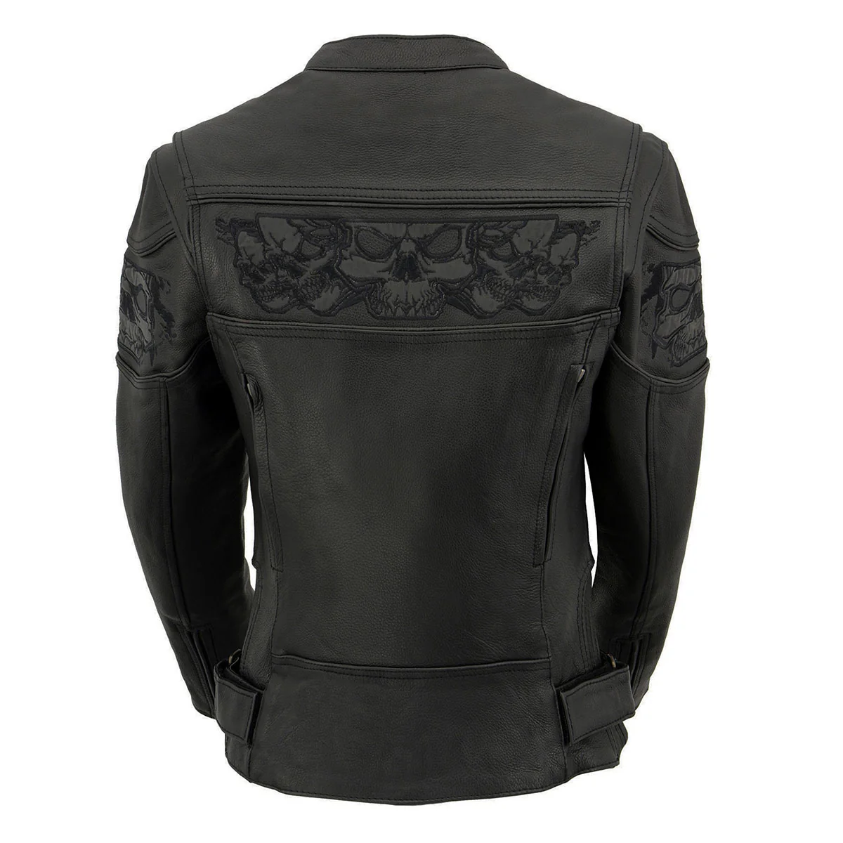 Milwaukee Leather MLL2540 Women's Crossover Black Leather Scooter Jacket w/ Reflective Skull Graphic - Image 9