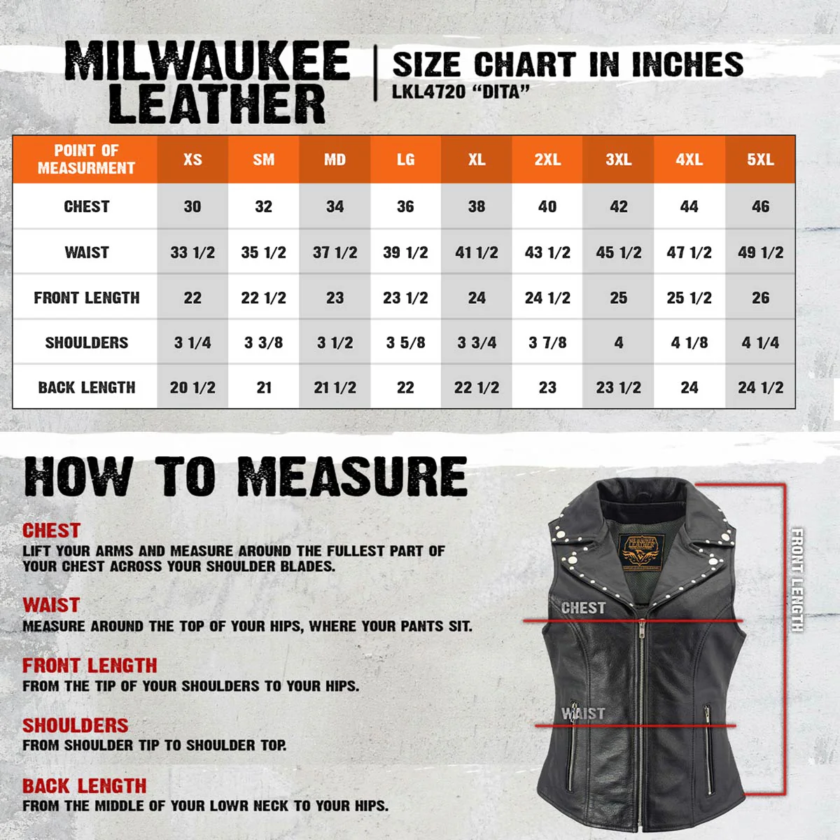 Milwaukee Leather Women's Dita Black Motorcycle Leather Vest w/ Riveted Lapel Collar - LKL4720 - Image 3