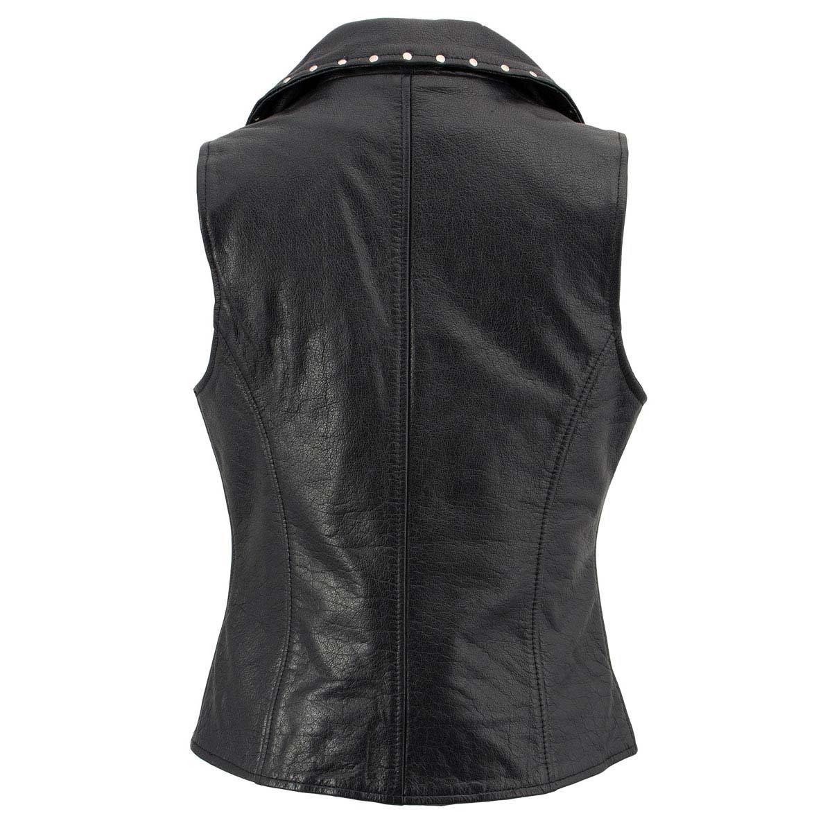 Milwaukee Leather Women's Dita Black Motorcycle Leather Vest w/ Riveted Lapel Collar - LKL4720 - Image 9