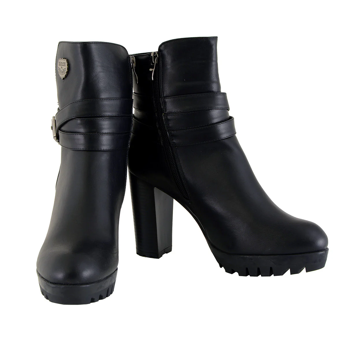 Milwaukee Performance MBL9435 Women's Black Double Strap Side Zipper Boots with Platform Heel - Image 2