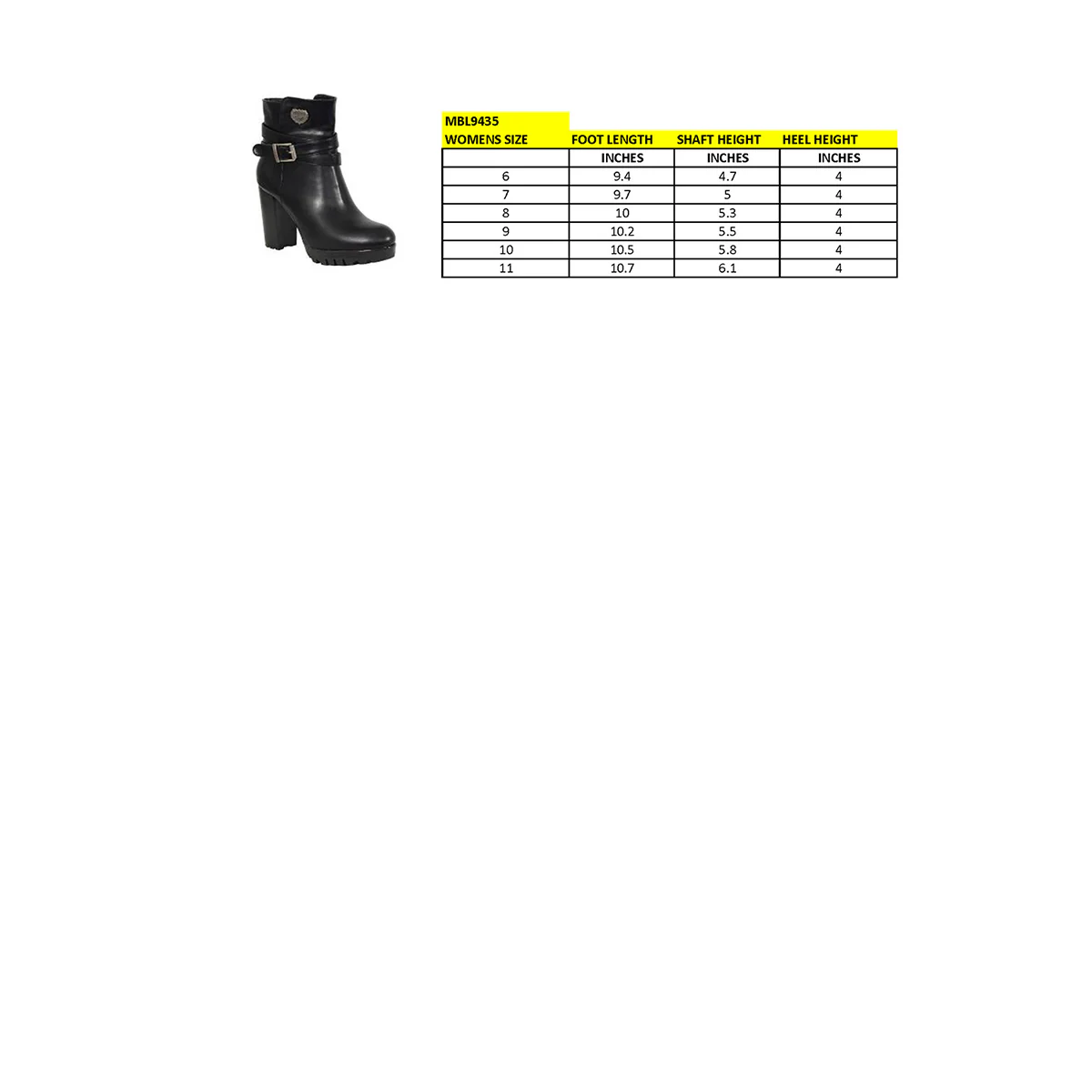 Milwaukee Performance MBL9435 Women's Black Double Strap Side Zipper Boots with Platform Heel - Image 3