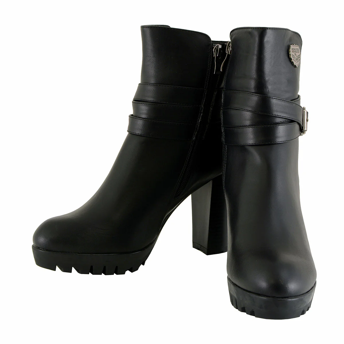 Milwaukee Performance MBL9435 Women's Black Double Strap Side Zipper Boots with Platform Heel - Image 4