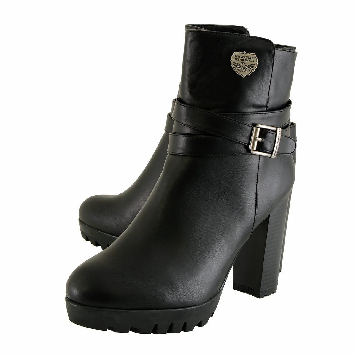 Milwaukee Performance MBL9435 Women's Black Double Strap Side Zipper Boots with Platform Heel - Image 5