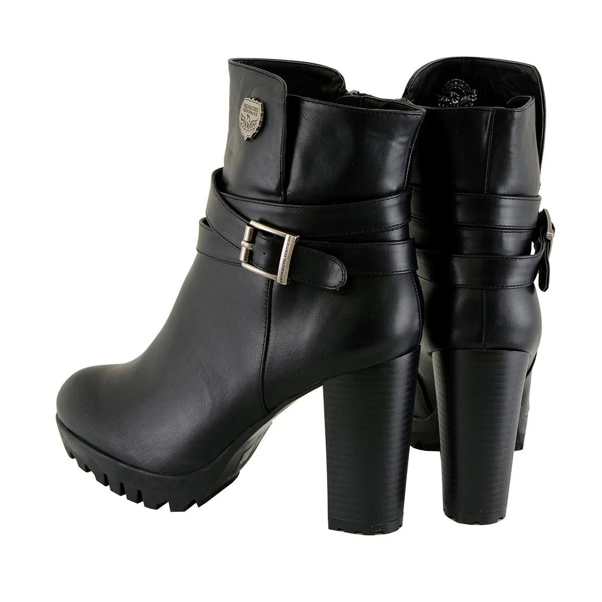Milwaukee Performance MBL9435 Women's Black Double Strap Side Zipper Boots with Platform Heel - Image 6
