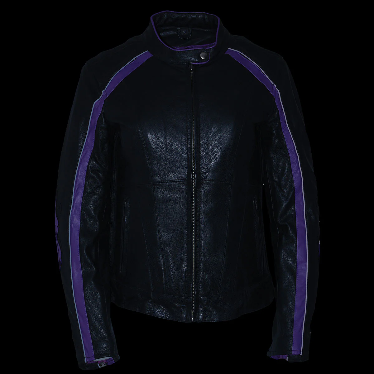 Milwaukee Leather ML1952 Women's Black and Purple Embroidered and Stud Design Scooter Jacket - Image 7