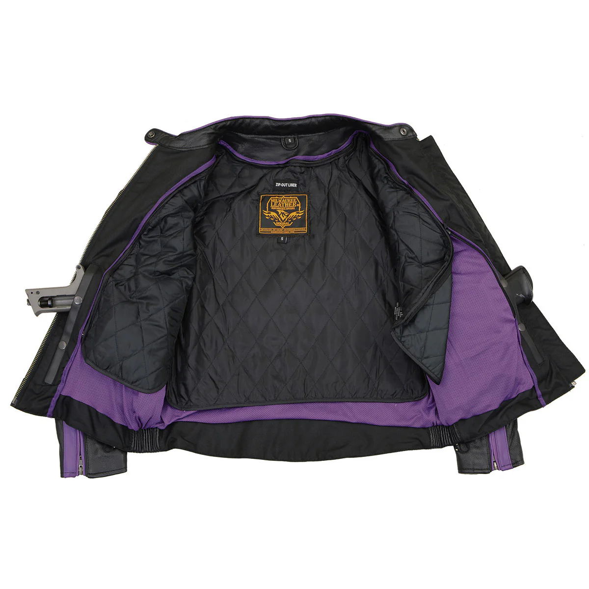 Milwaukee Leather ML1952 Women's Black and Purple Embroidered and Stud Design Scooter Jacket - Image 8