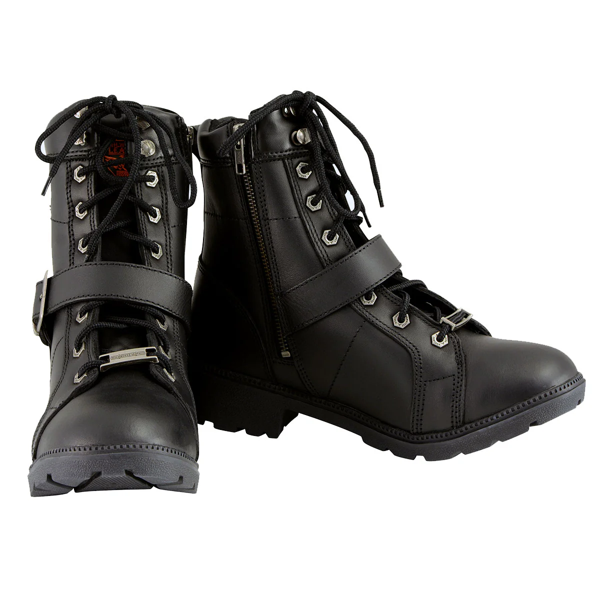 Milwaukee Leather MBL9325 Women's Premium Black Lace-Up Classic Leather Motorcycle Biker Boots w/ Side Zipper - Image 10