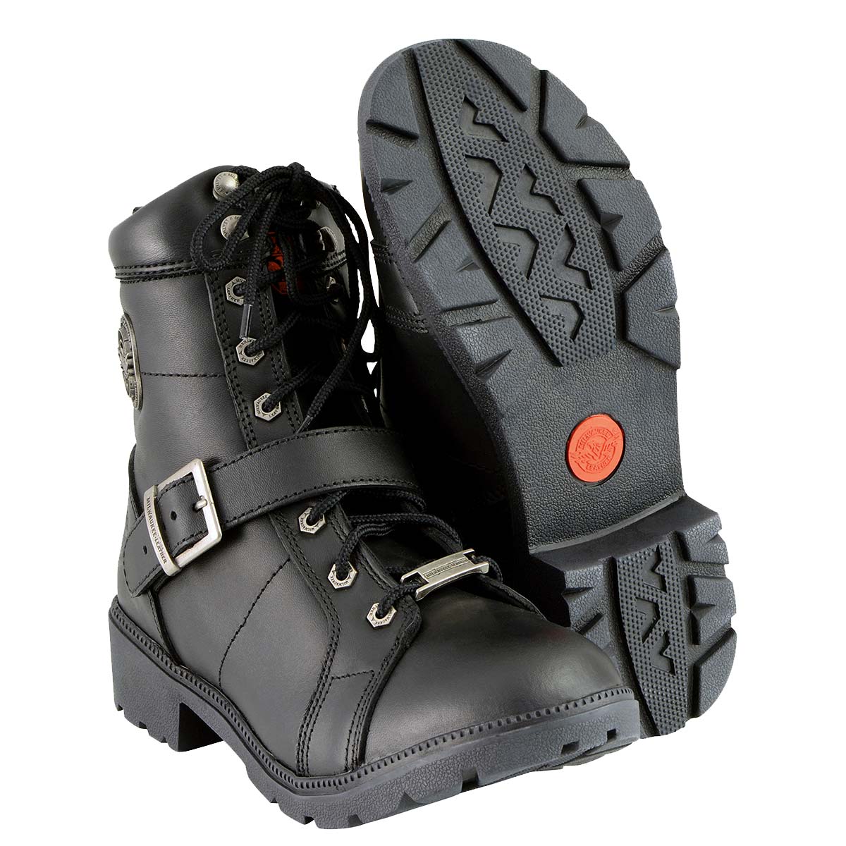 Milwaukee Leather MBL9325 Women's Premium Black Lace-Up Classic Leather Motorcycle Biker Boots w/ Side Zipper - Image 2