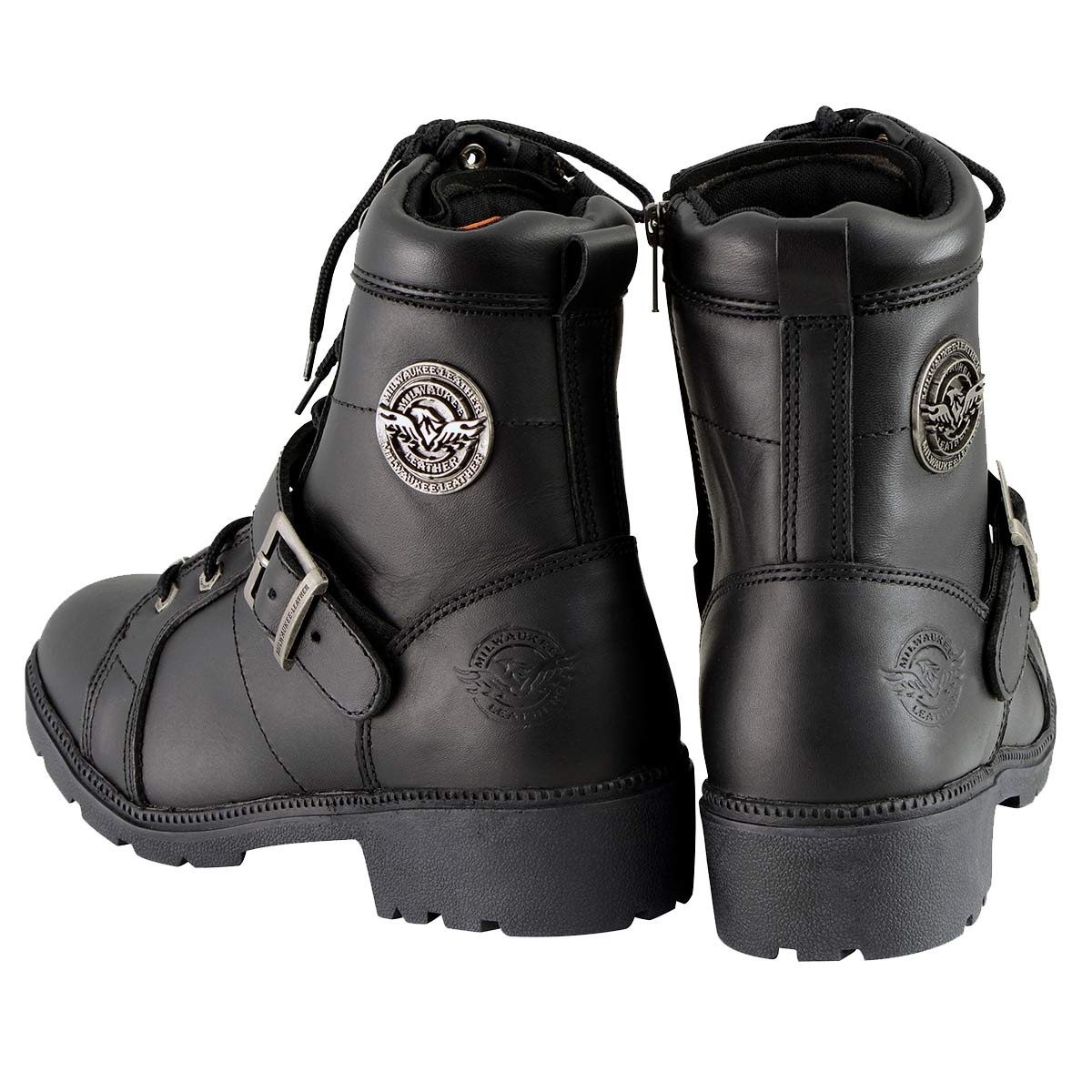 Milwaukee Leather MBL9325 Women's Premium Black Lace-Up Classic Leather Motorcycle Biker Boots w/ Side Zipper - Image 7