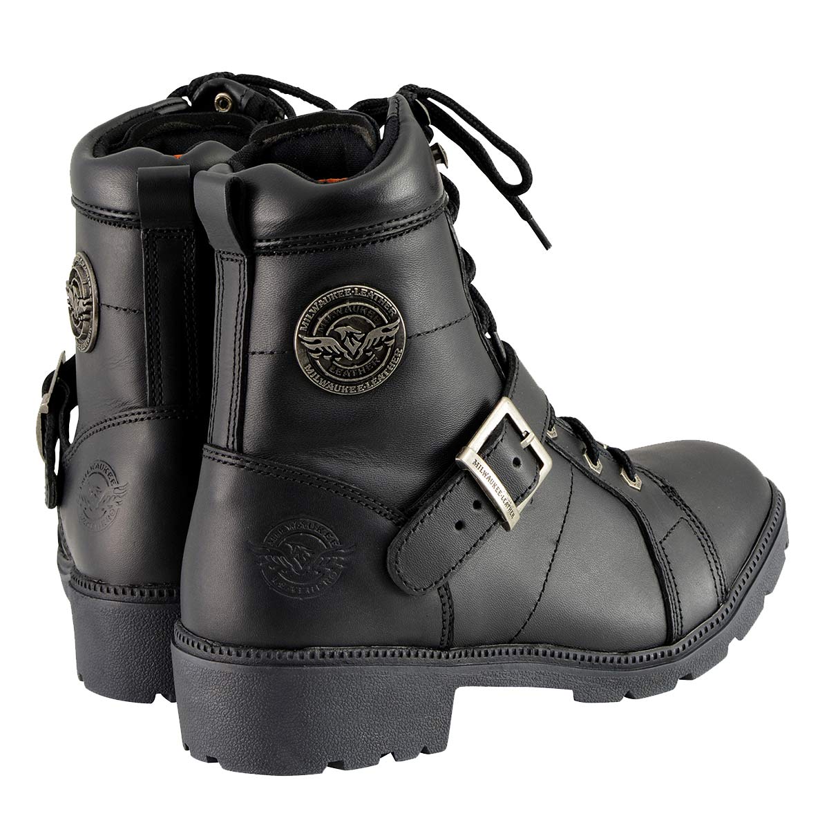 Milwaukee Leather MBL9325 Women's Premium Black Lace-Up Classic Leather Motorcycle Biker Boots w/ Side Zipper - Image 8