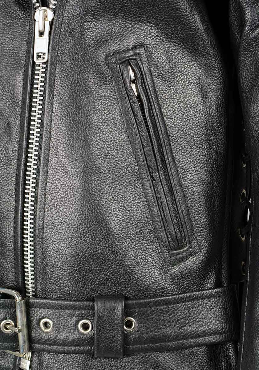 Milwaukee Leather LKL2700 Women's Classic Black Premium Leather Motorcycle Vintage Jacket with Side Laces - Image 11