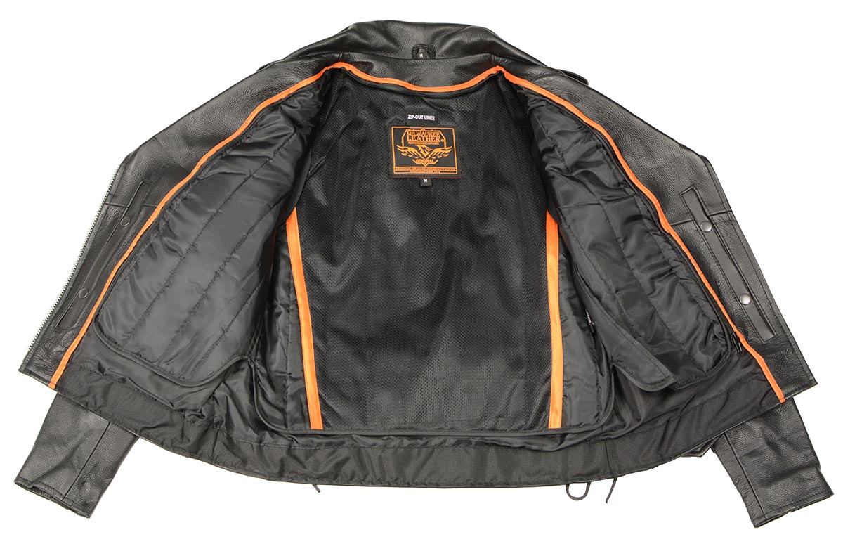 Milwaukee Leather LKL2700 Women's Classic Black Premium Leather Motorcycle Vintage Jacket with Side Laces - Image 4