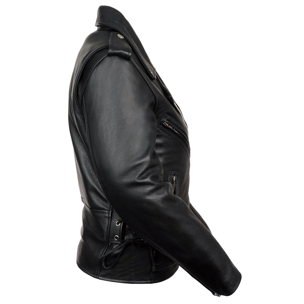 Milwaukee Leather LKL2700 Women's Classic Black Premium Leather Motorcycle Vintage Jacket with Side Laces - Image 5