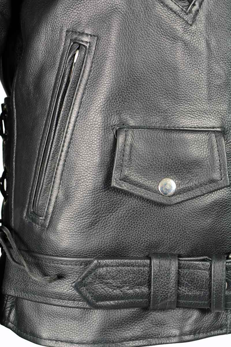 Milwaukee Leather LKL2700 Women's Classic Black Premium Leather Motorcycle Vintage Jacket with Side Laces - Image 8