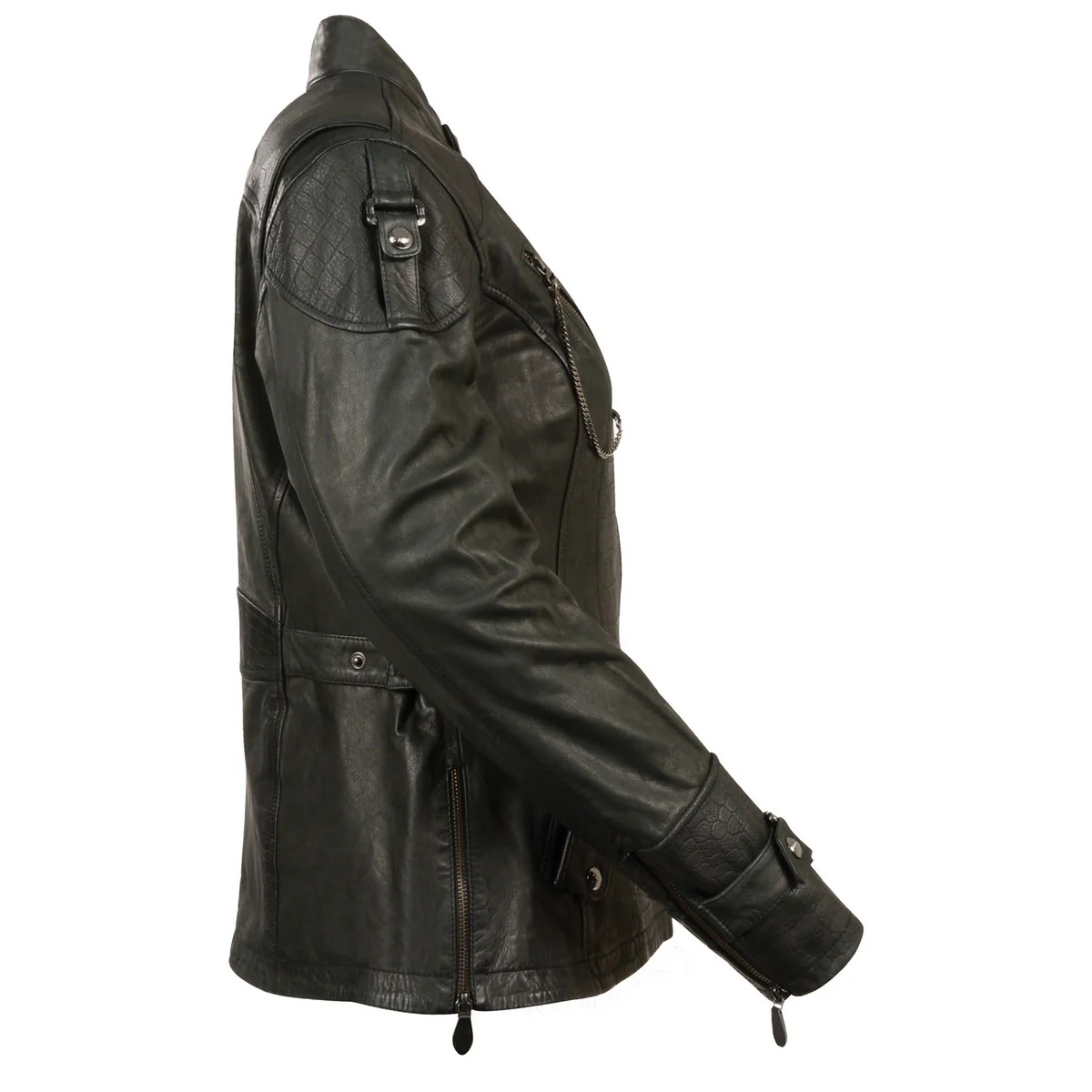 Milwaukee Leather MLL2560 Women's Black 3/4 Length Gator Embossed Leather Jacket - Image 4