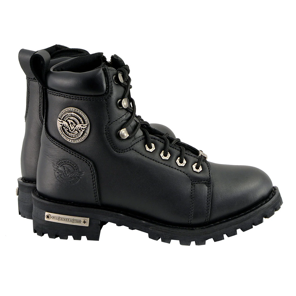 Milwaukee Leather MBL200 Women's Black Leather Lace-Up Motorcycle RiderBoots w/Side Zipper - Image 9