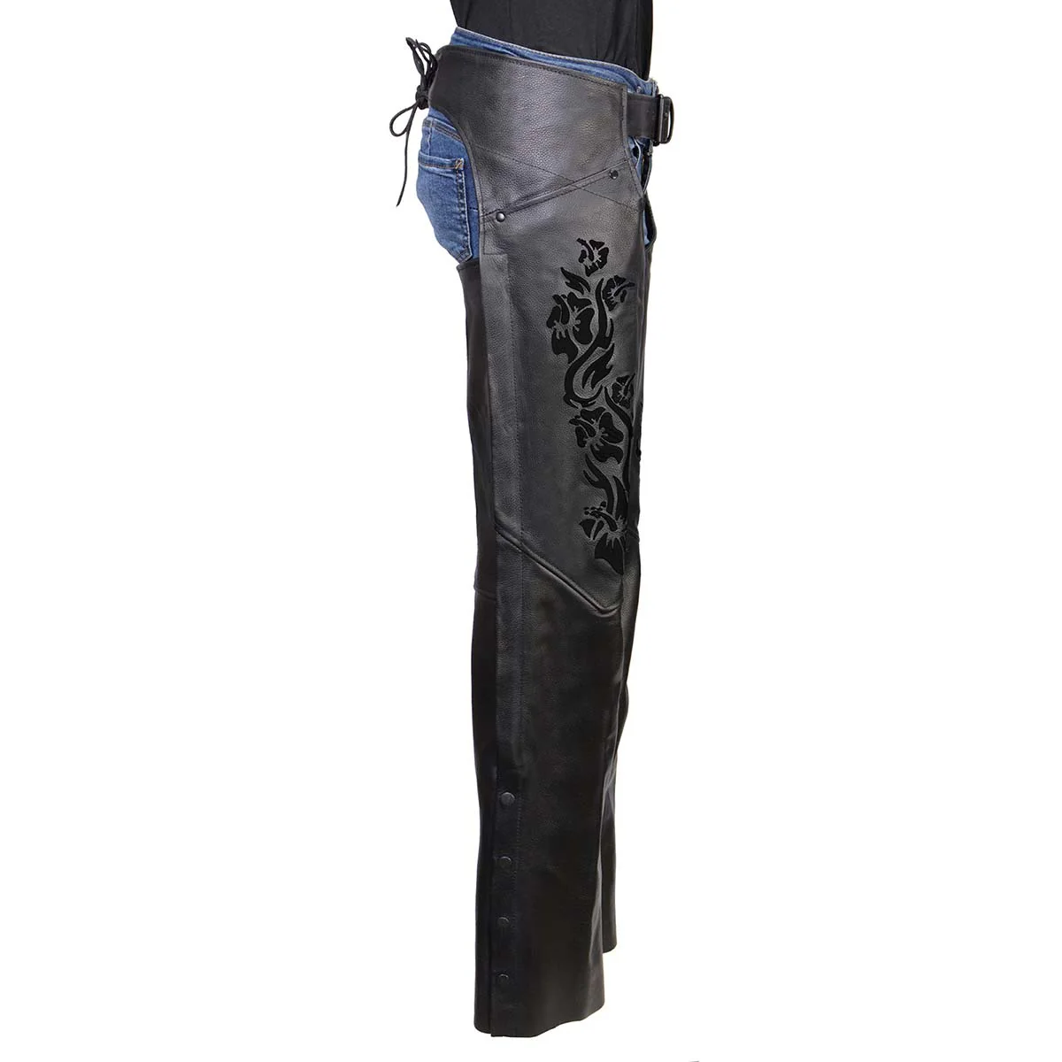 Milwaukee Leather Women's Leather Motorcycle Chaps w/ Embroidery Detail, Adjustable Fit Riding Gear - LKL16701 - Image 11