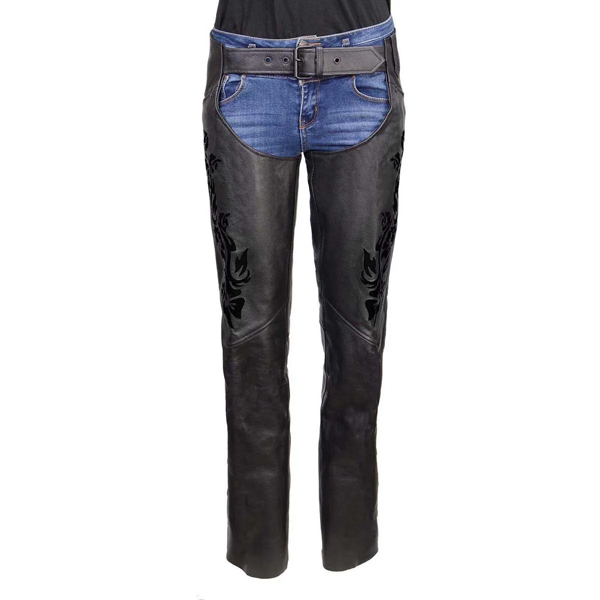 Milwaukee Leather Women's Leather Motorcycle Chaps w/ Embroidery Detail, Adjustable Fit Riding Gear - LKL16701 - Image 12