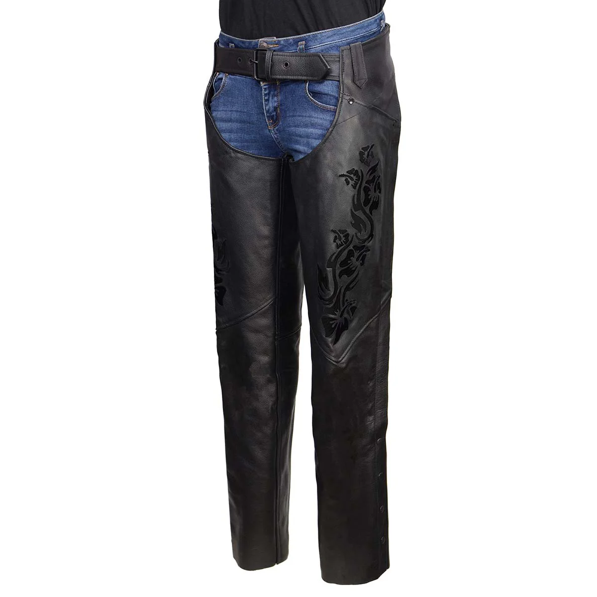 Milwaukee Leather Women's Leather Motorcycle Chaps w/ Embroidery Detail, Adjustable Fit Riding Gear - LKL16701 - Image 13