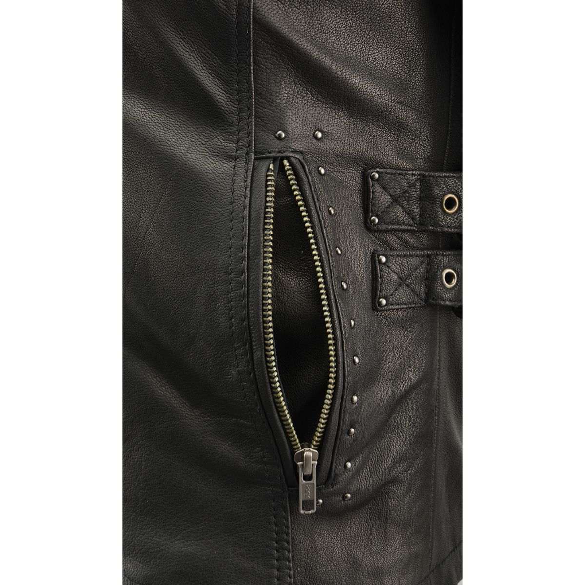 Milwaukee Leather MLL2565 Women's Black Fringed Lightweight Leather Racer Motorcycle Jacket - Image 11