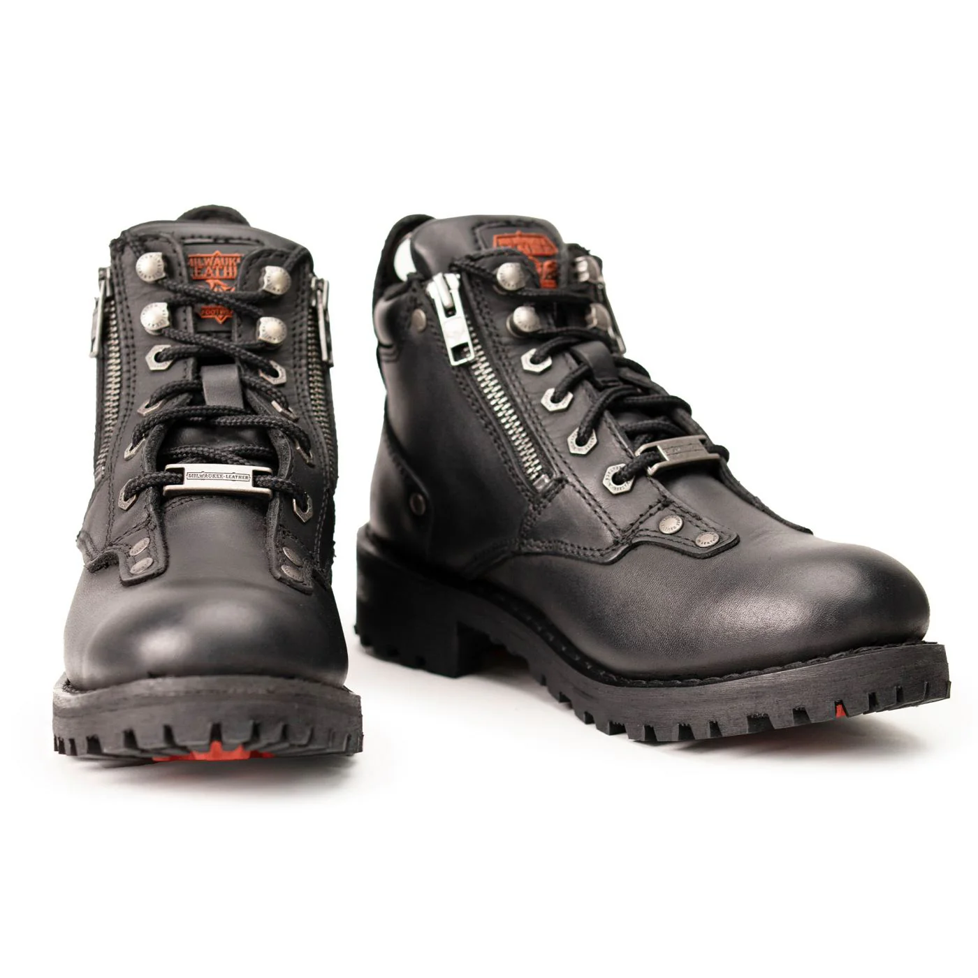 Milwaukee Leather MBL9335 Women's Premium Black Leather Low Cut Lace-Up Motorcycle Riding Boots w/ Zipper Closure - Image 4