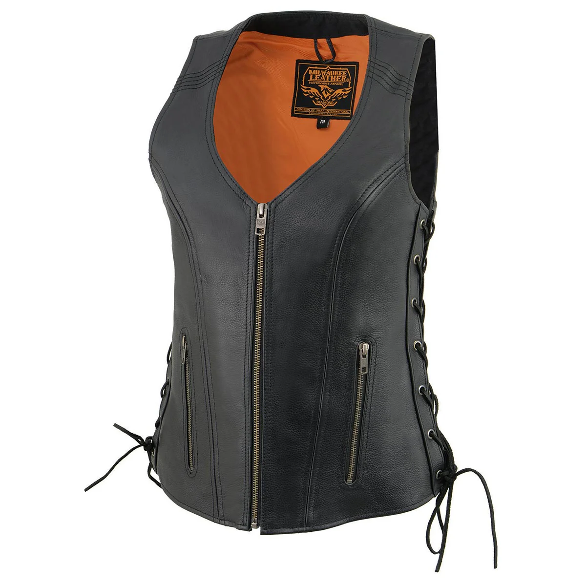 Milwaukee Leather Women's Black Leather V-Neck Motorcycle Rider Vest with Side Lace MLL4531 - Image 13