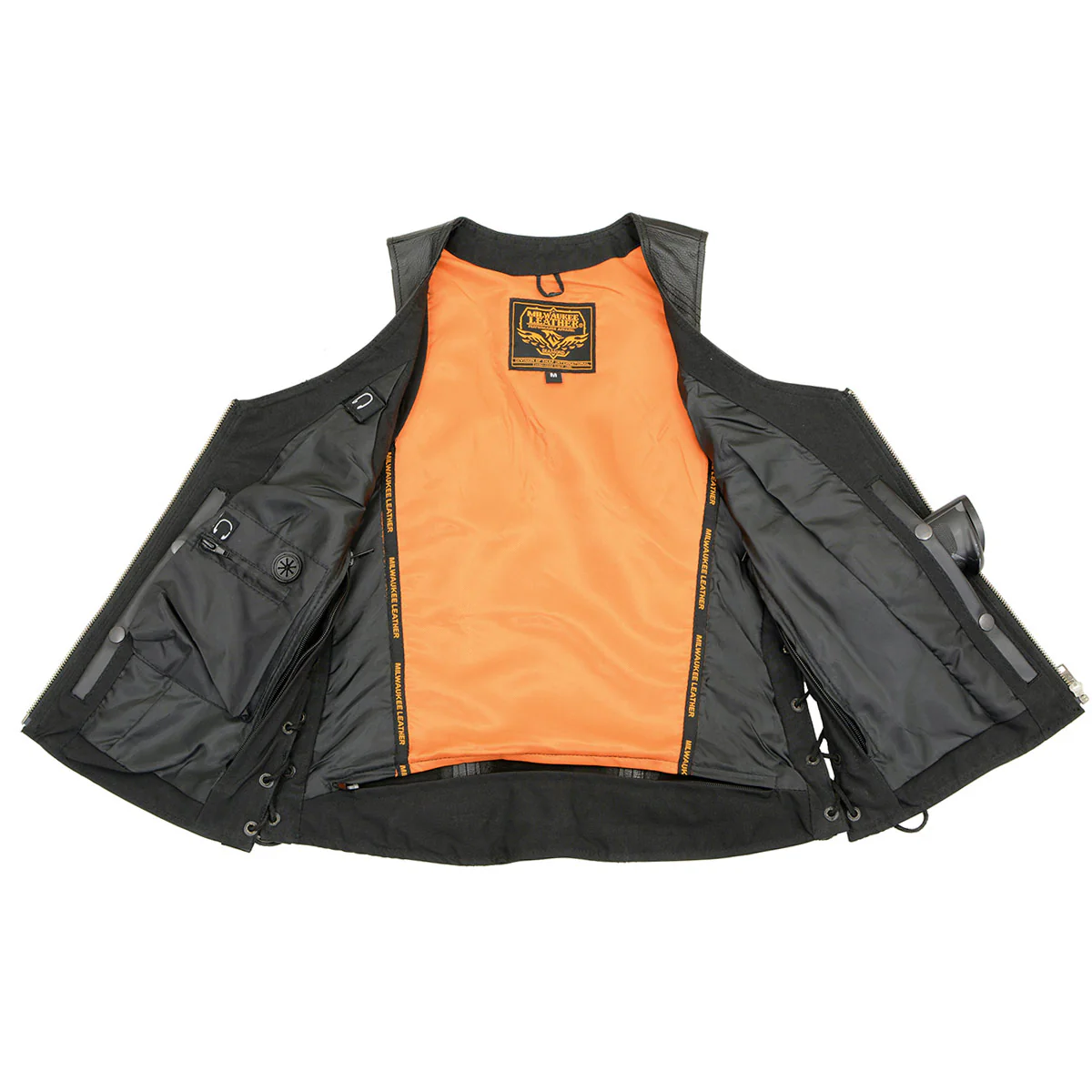 Milwaukee Leather Women's Black Leather V-Neck Motorcycle Rider Vest with Side Lace MLL4531 - Image 15
